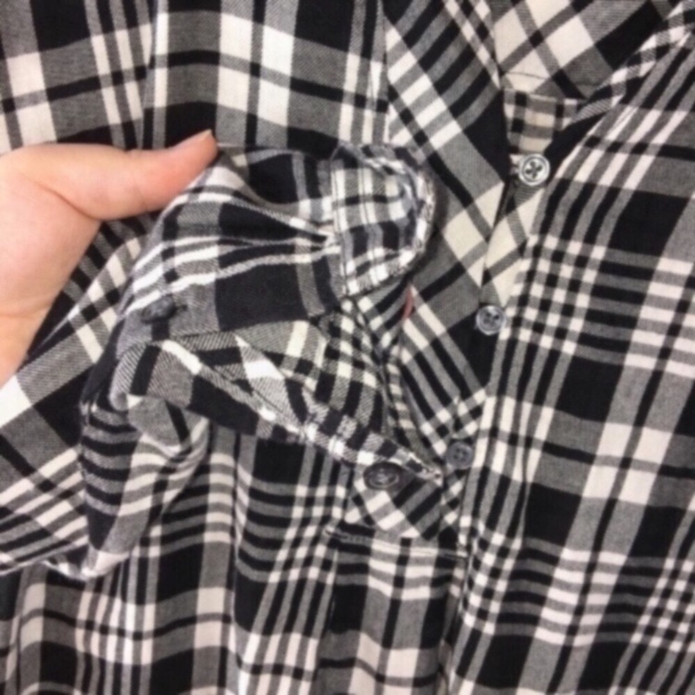 Talbots Plaid Half Button Blouse - Picture 3 of 4